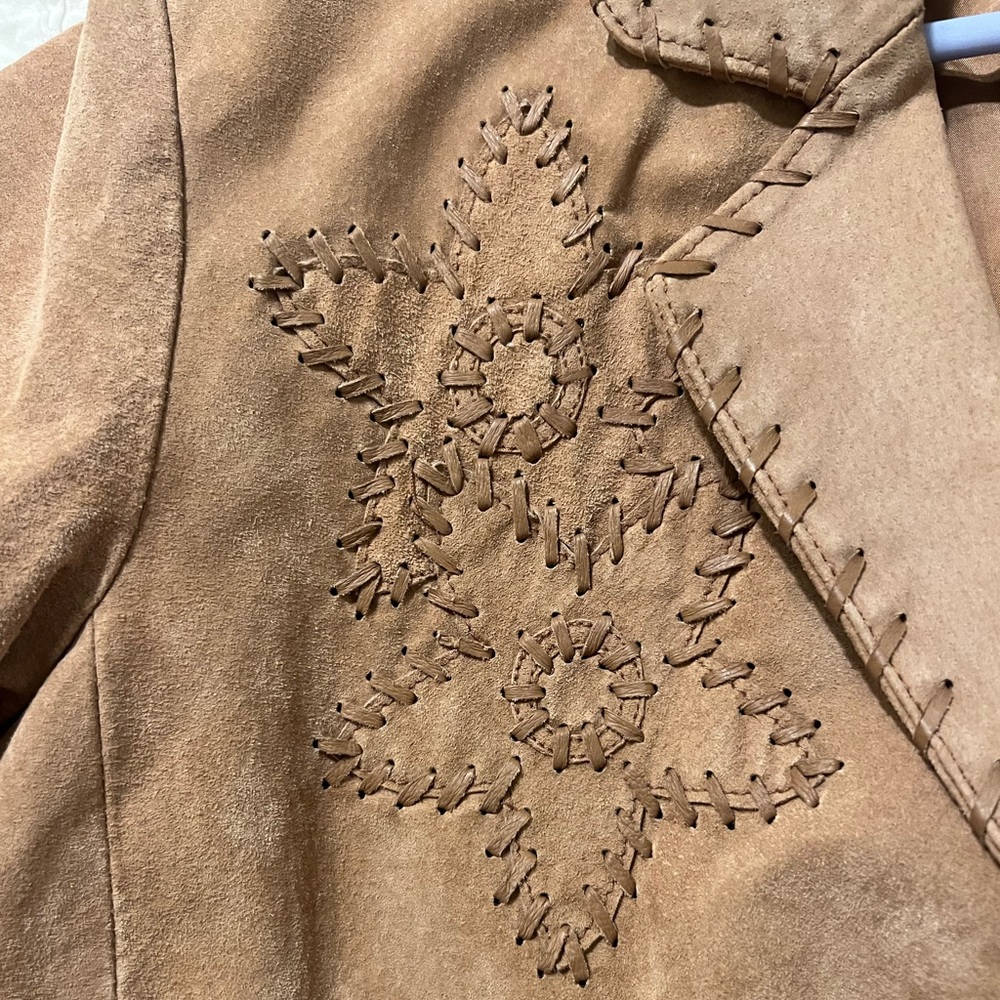 Coldwater Creek tan suede whipstitch daisy jacket - Picture 4 of 9